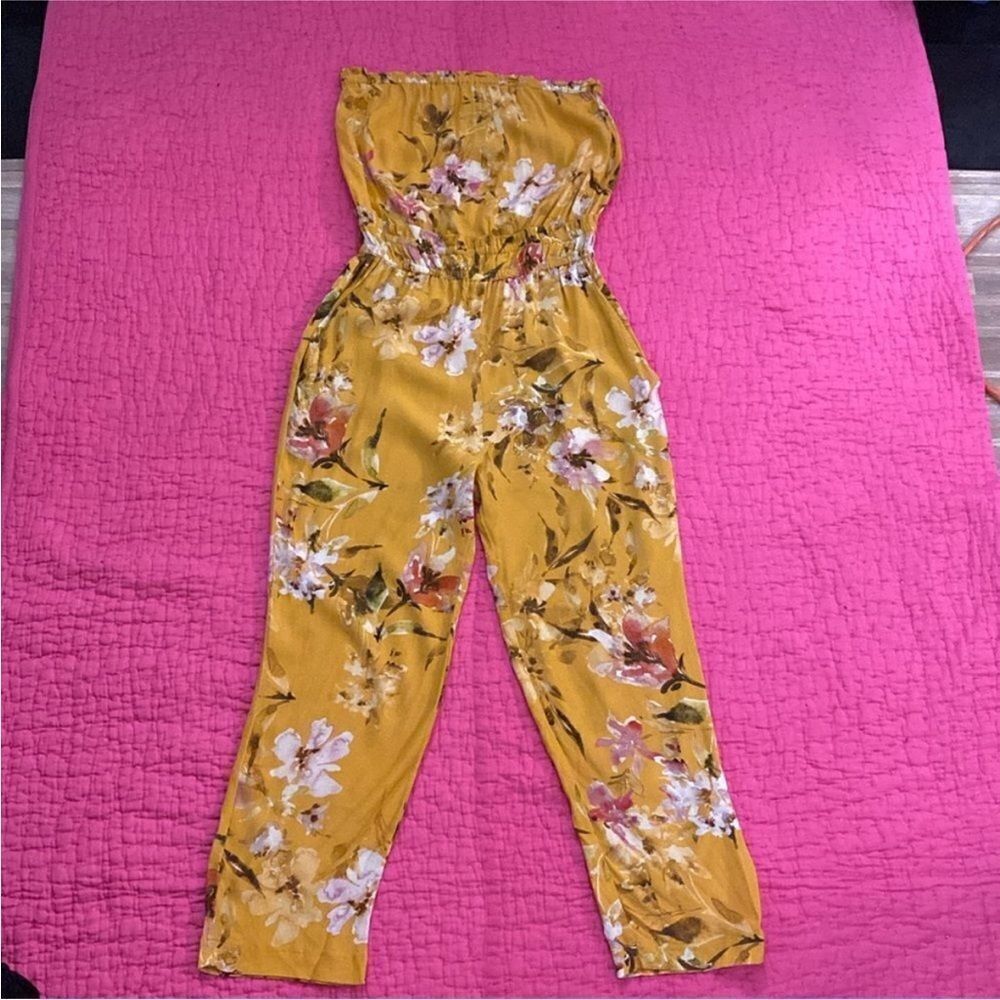 Blue Life Mustard Floral Jumpsuit, XS